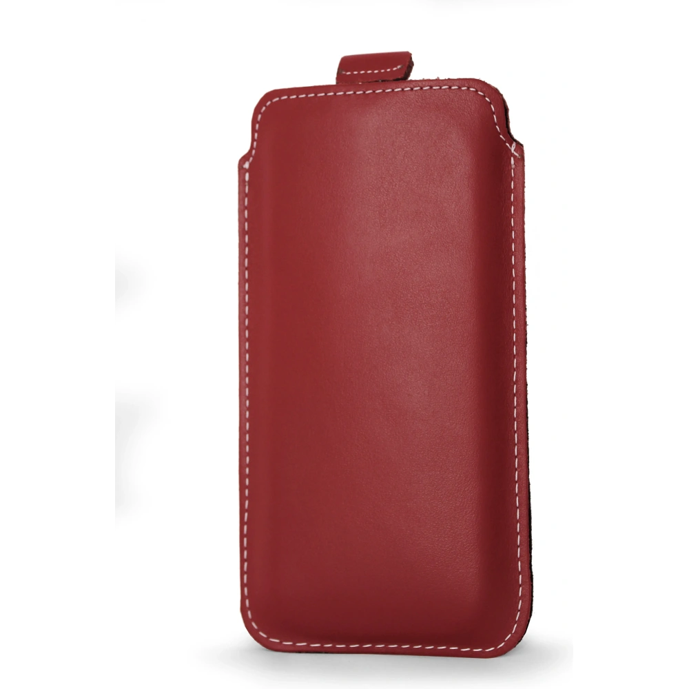 Skórzane etui wsuwane LURESKO NEW LILLA XXXL wsuwka na telefon 6.5' - 6.9' (czerwony gładki biała nić)