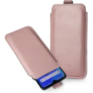 Buy LURESKO NEW LILLA XXXL leather slipcase for phone 6.5' - 6.9' (smooth pink with white thread) - LUR103 - {ean13} - Home Screen Store Europe