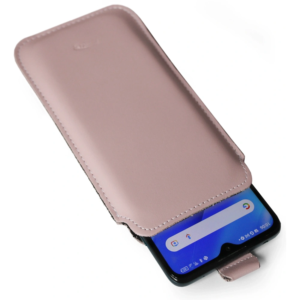 Skórzane etui wsuwane LURESKO NEW LILLA XXXL wsuwka na telefon 6.5' - 6.9' (różowy gładki biała nić)