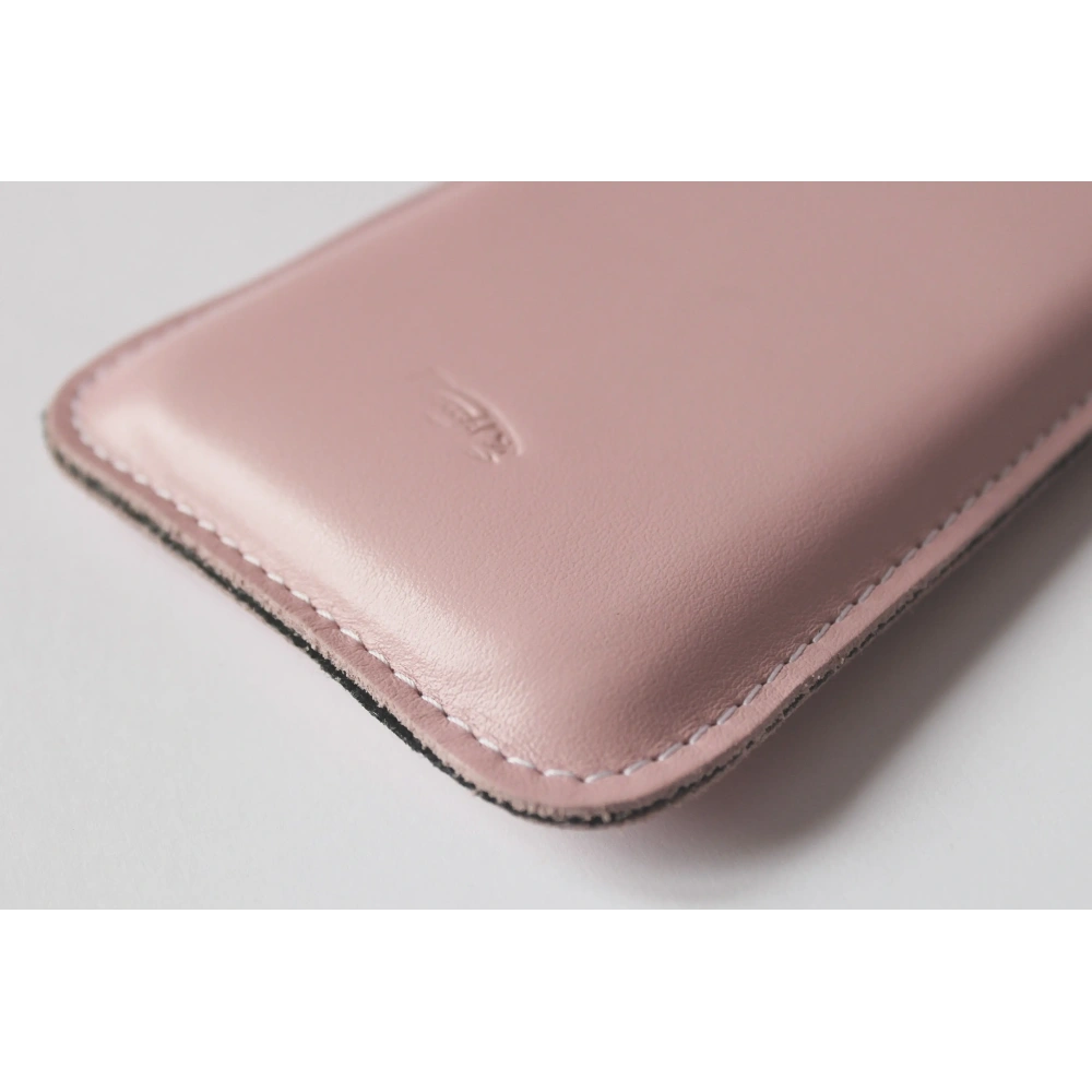 Skórzane etui wsuwane LURESKO NEW LILLA XXXL wsuwka na telefon 6.5' - 6.9' (różowy gładki biała nić)