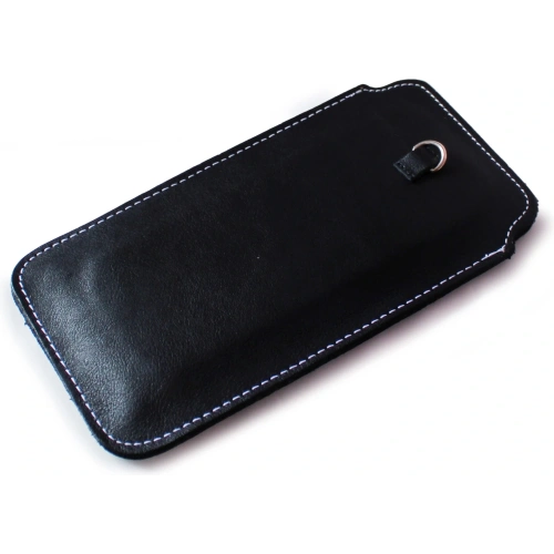 Buy LURESKO NEW ASTER XXXL universal leather case with a loop for a strap for phones 6.5' - 6.9' (black smooth with white thread) - LUR104 - {ean13} - Home Screen Store Europe