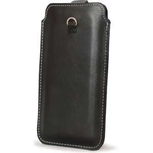 Buy LURESKO NEW ASTER XXXL universal leather case with a loop for a strap for phones 6.5' - 6.9' (black smooth with white thread) - LUR104 - {ean13} - Home Screen Store Europe