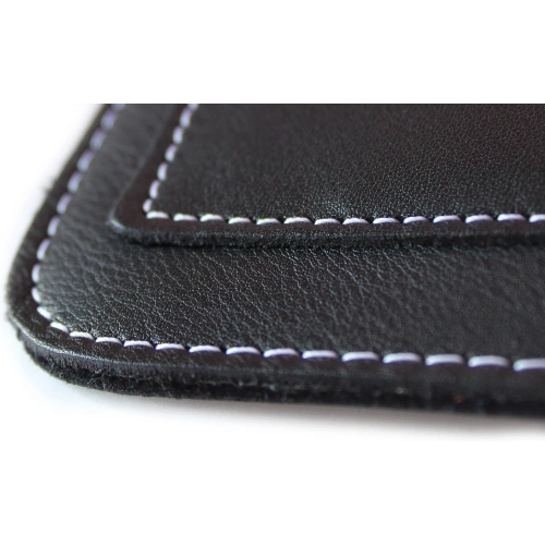 Buy LURESKO NEW ASTER XXXL universal leather case with a loop for a strap for phones 6.5' - 6.9' (black smooth with white thread) - LUR104 - {ean13} - Home Screen Store Europe