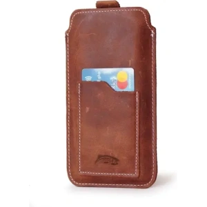 Buy LURESKO NEW ASTER XXXL universal leather case with a loop for a lanyard for phone sizes 6.5' - 6.9' (vintage brown with white thread) - LUR105 - {ean13} - Home Screen Store Europe