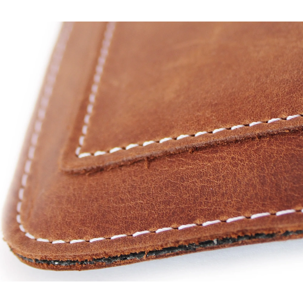 Skórzane etui uniwersalne z oczkiem na smycz LURESKO NEW ASTER XXXL wsuwka na telefon 6.5' - 6.9' (brązowy vintage biała nić)