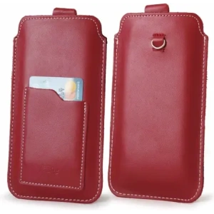 Buy LURESKO NEW ASTER XXXL universal leather case with a loop for a strap for phone sizes 6.5' - 6.9' (red with white thread) - LUR106 - {ean13} - Home Screen Store Europe