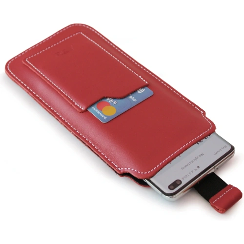 Buy LURESKO NEW ASTER XXXL universal leather case with a loop for a strap for phone sizes 6.5' - 6.9' (red with white thread) - LUR106 - {ean13} - Home Screen Store Europe
