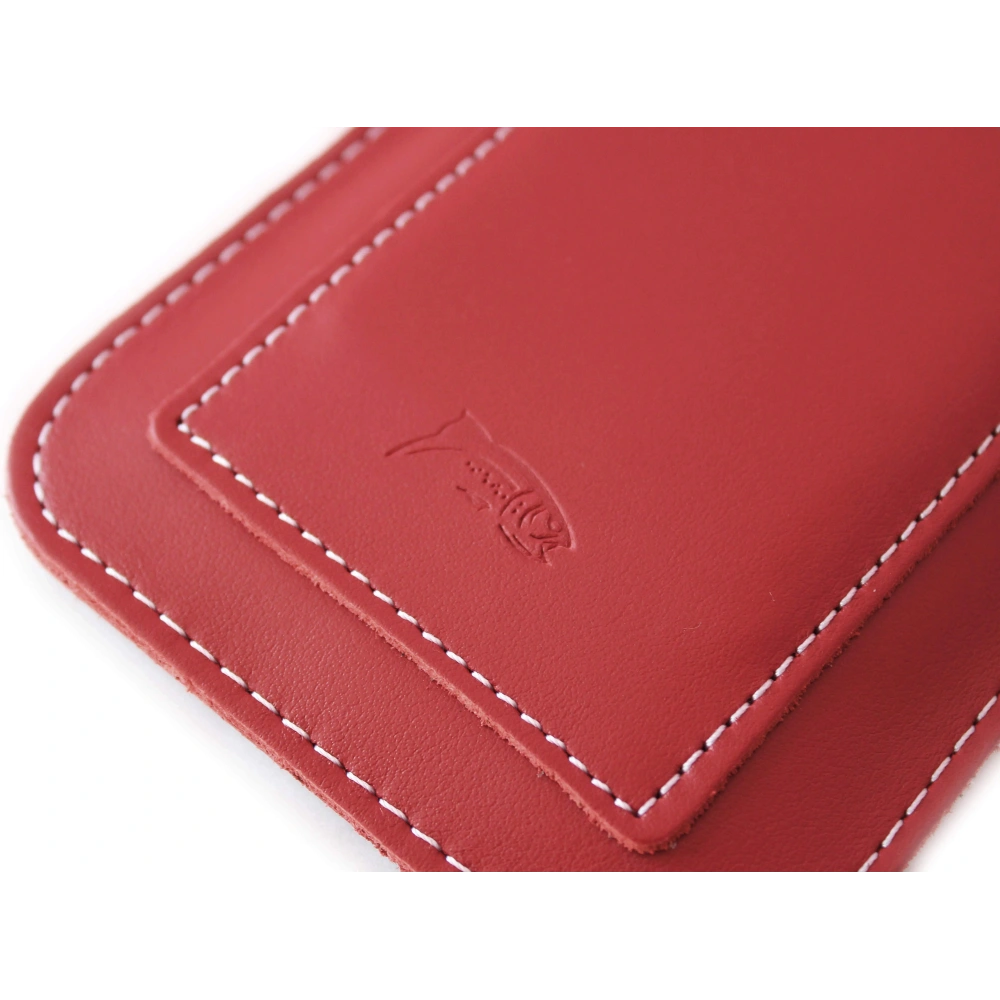 Skórzane etui uniwersalne z oczkiem na smycz LURESKO NEW ASTER XXXL wsuwka na telefon 6.5' - 6.9' (czerwony biała nić)