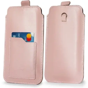 Buy LURESKO NEW ASTER XXXL universal leather case with a loop for a strap for phones 6.5' - 6.9' (pink with white thread) - LUR107 - {ean13} - Home Screen Store Europe