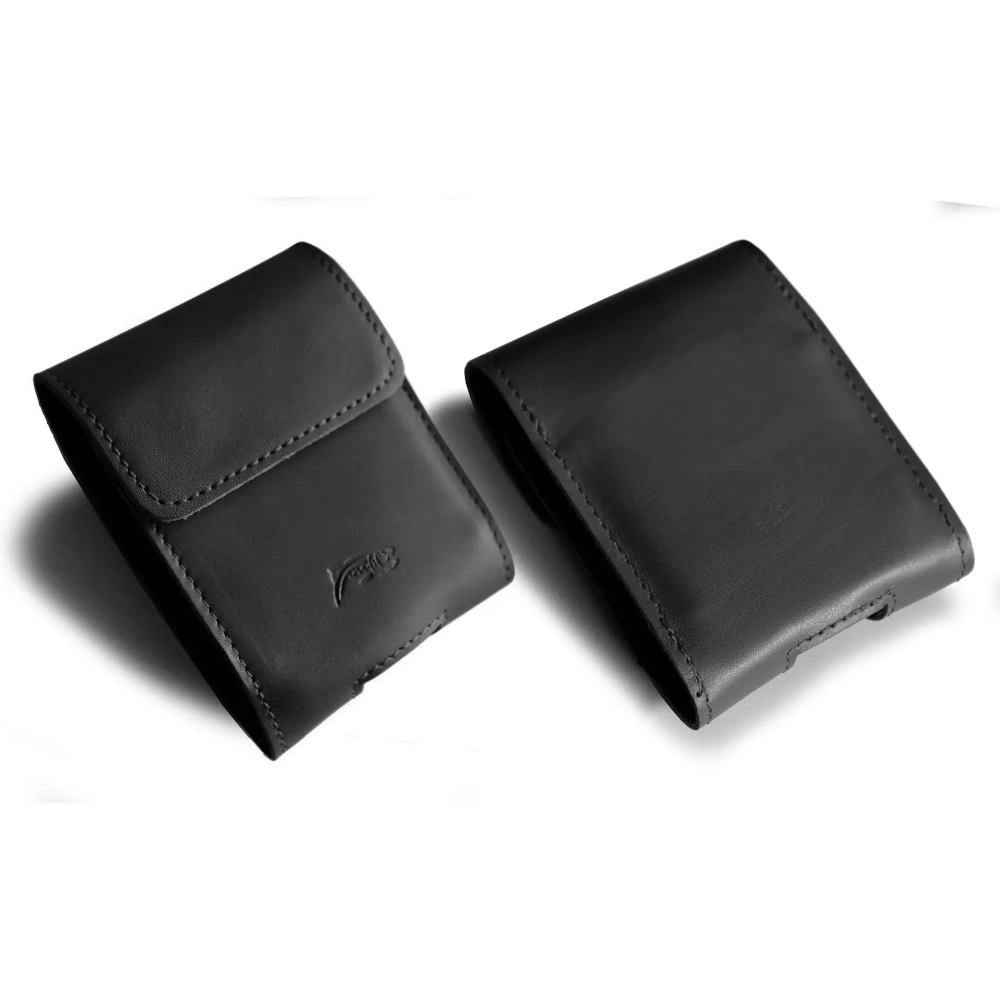 Skórzane etui ochronne LURESKO FLIP SLEEVE M do Samsung Galaxy Z Flip 3/4/5/6 Motorola Razr 50 / 40 Ultra Huawei Pocket (czarny gładki czarna nić)