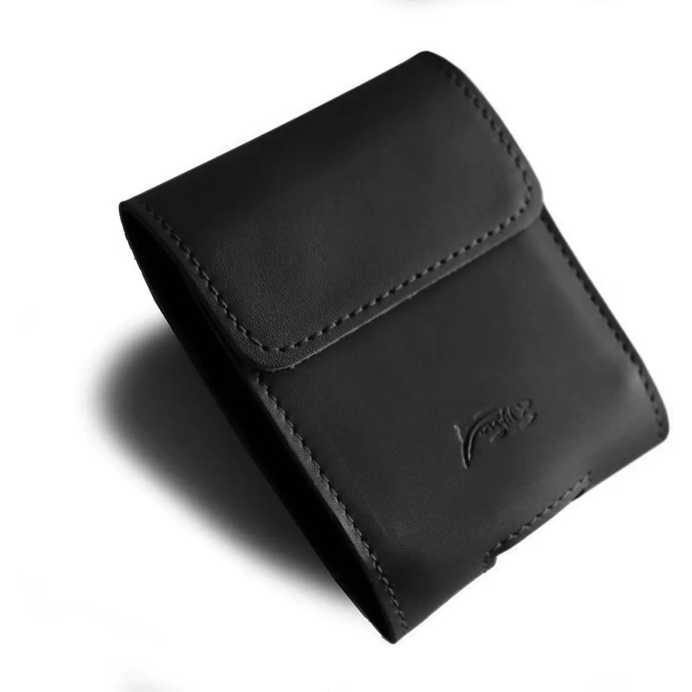 Skórzane etui ochronne LURESKO FLIP SLEEVE M do Samsung Galaxy Z Flip 3/4/5/6 Motorola Razr 50 / 40 Ultra Huawei Pocket (czarny gładki czarna nić)