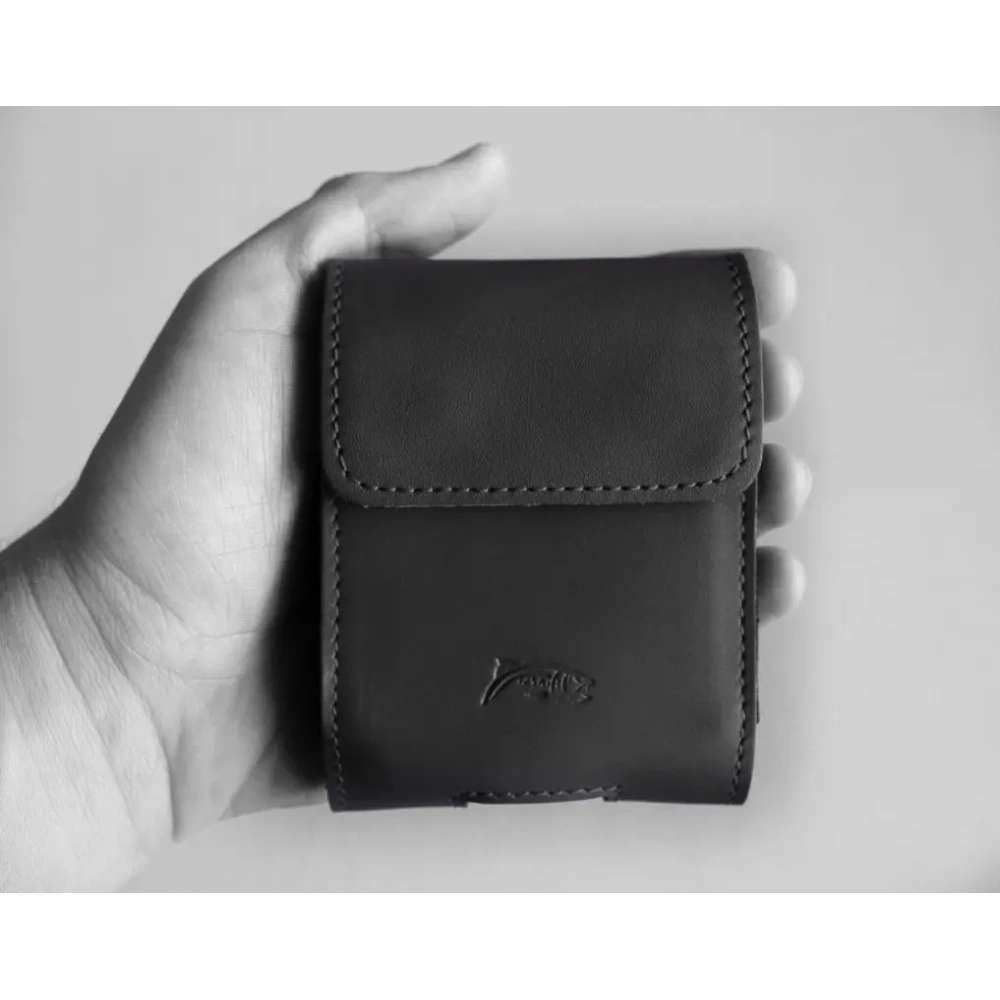 Skórzane etui ochronne LURESKO FLIP SLEEVE M do Samsung Galaxy Z Flip 3/4/5/6 Motorola Razr 50 / 40 Ultra Huawei Pocket (czarny gładki czarna nić)