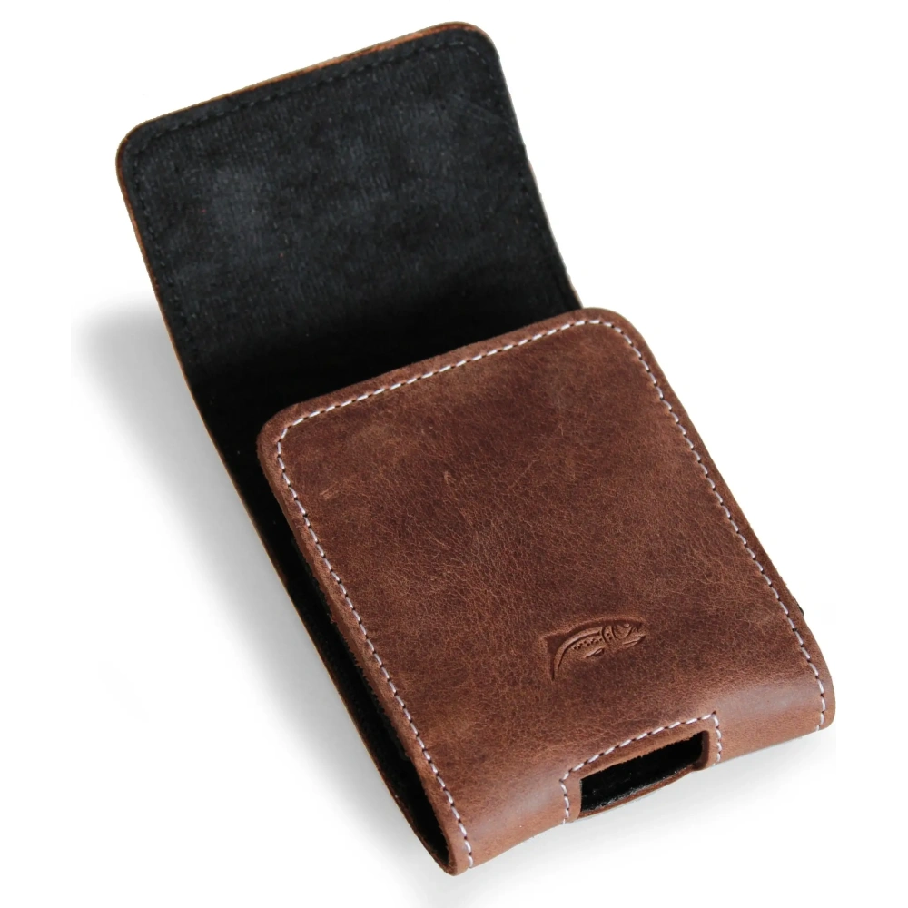 Skórzane etui ochronne LURESKO FLIP SLEEVE M do Samsung Galaxy Z Flip 3/4/5/6 Motorola Razr 50 / 40 Ultra Huawei Pocket (brąz vintage  biała nić)