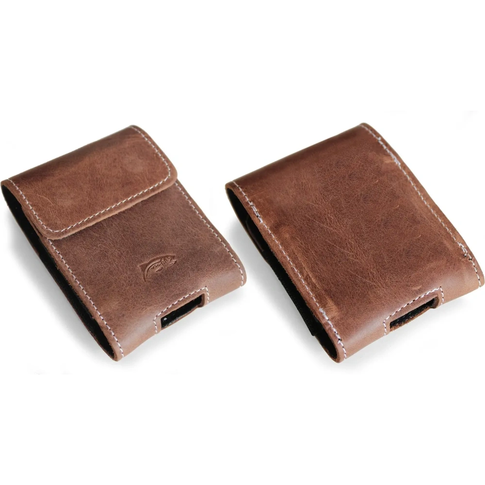 Skórzane etui ochronne LURESKO FLIP SLEEVE M do Samsung Galaxy Z Flip 3/4/5/6 Motorola Razr 50 / 40 Ultra Huawei Pocket (brąz vintage  biała nić)