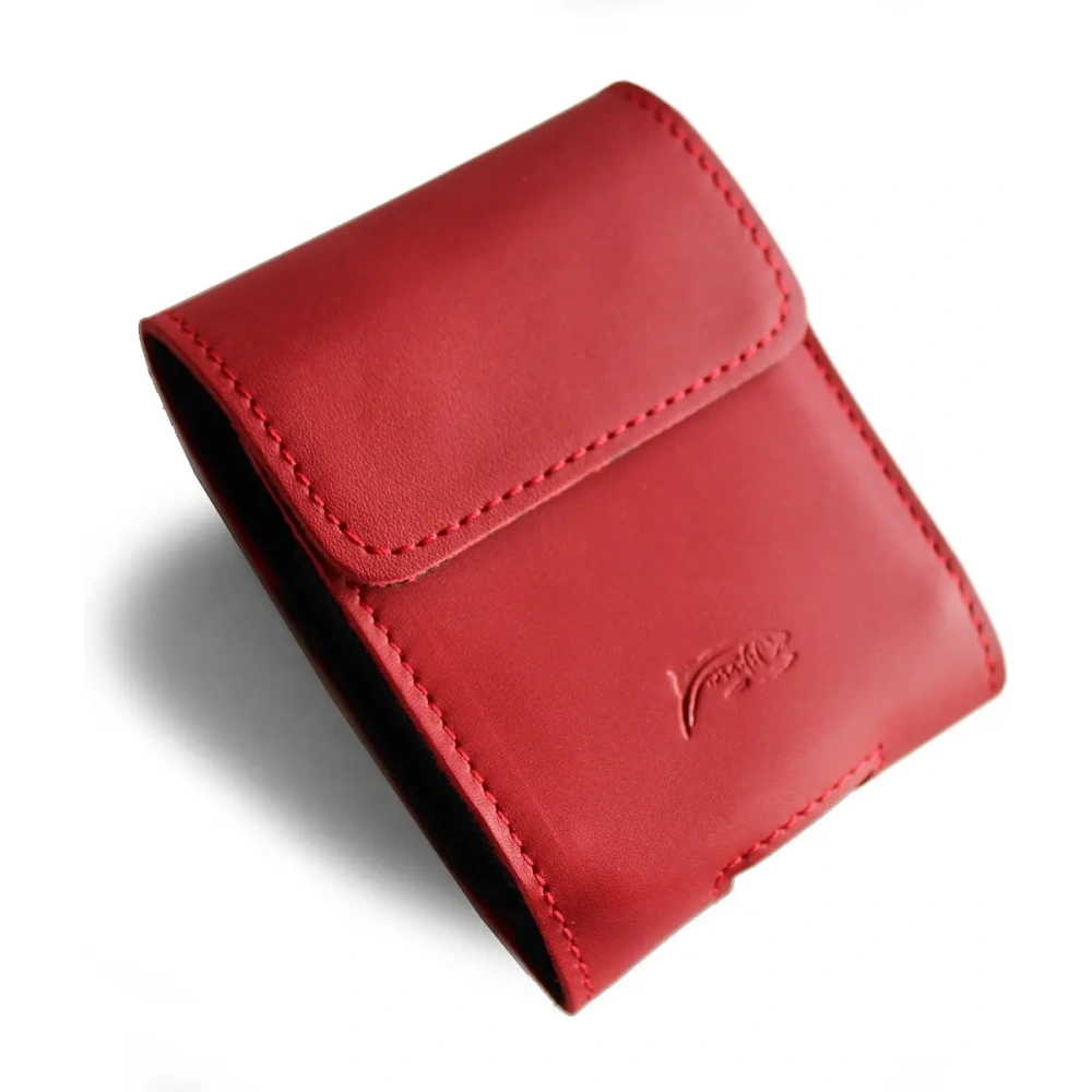 Skórzane etui ochronne LURESKO FLIP SLEEVE M do Samsung Galaxy Z Flip 3/4/5/6 Motorola Razr 50 / 40 Ultra Huawei Pocket (czerwony gładki czerwona nić)