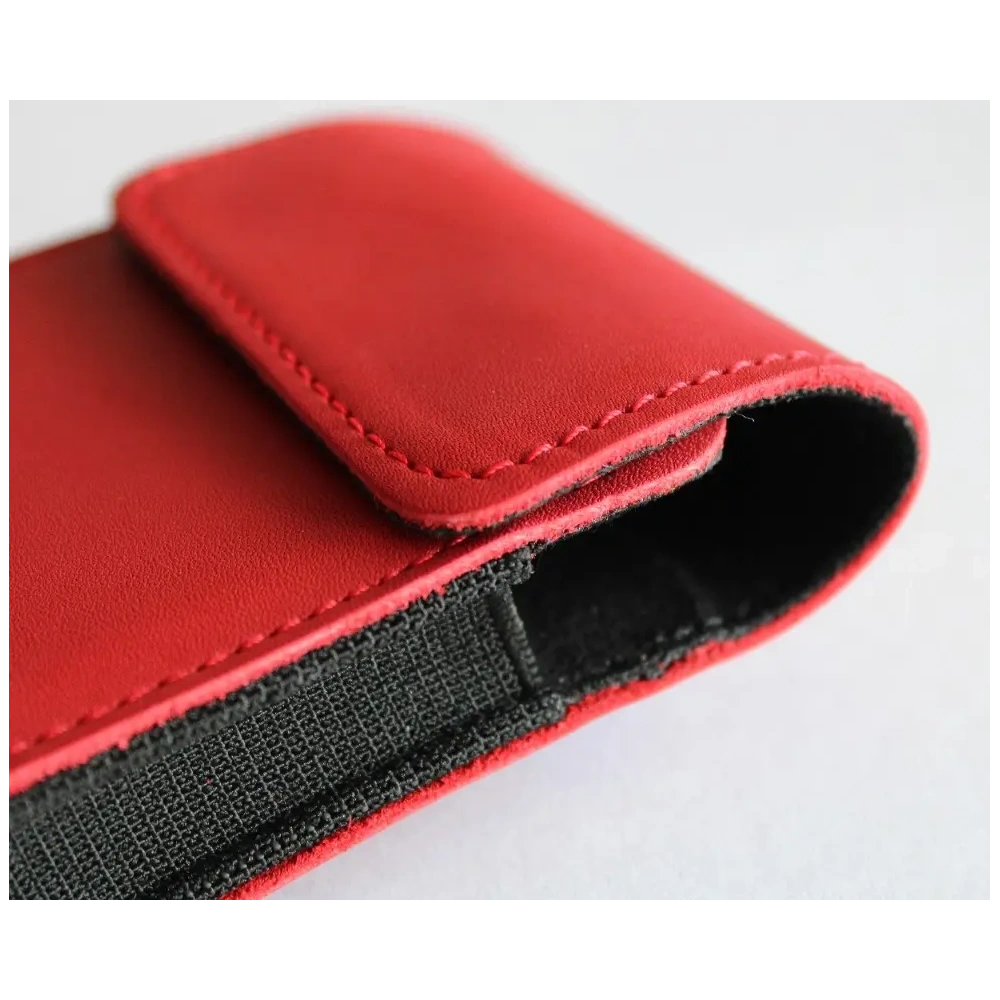 Skórzane etui ochronne LURESKO FLIP SLEEVE M do Samsung Galaxy Z Flip 3/4/5/6 Motorola Razr 50 / 40 Ultra Huawei Pocket (czerwony gładki czerwona nić)