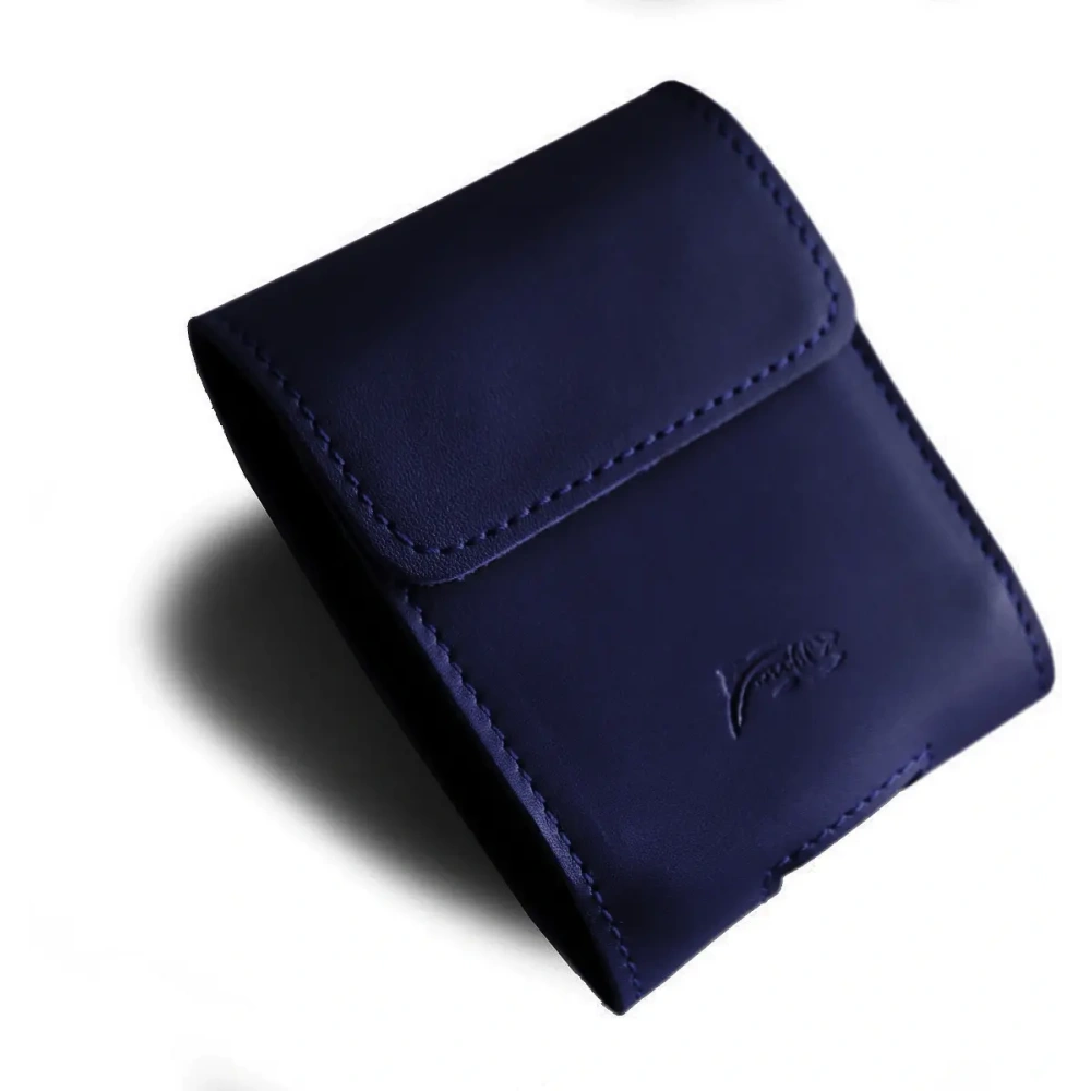 Skórzane etui na szyję / do paska / do szlufki LURESKO HECTOR FLIP M do modeli Flip (granatowy gładki granatowa nić)