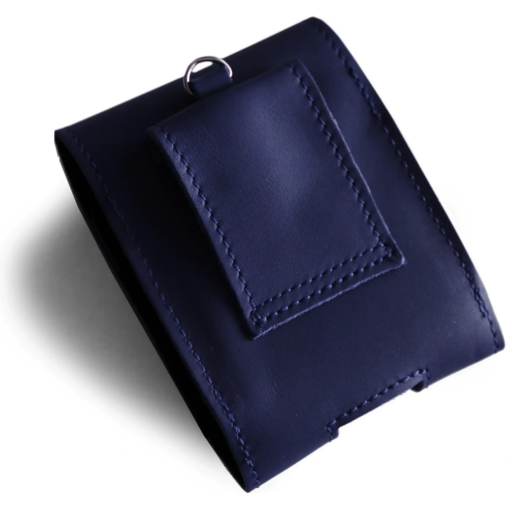 Skórzane etui na szyję / do paska / do szlufki LURESKO HECTOR FLIP M do modeli Flip (granatowy gładki granatowa nić)