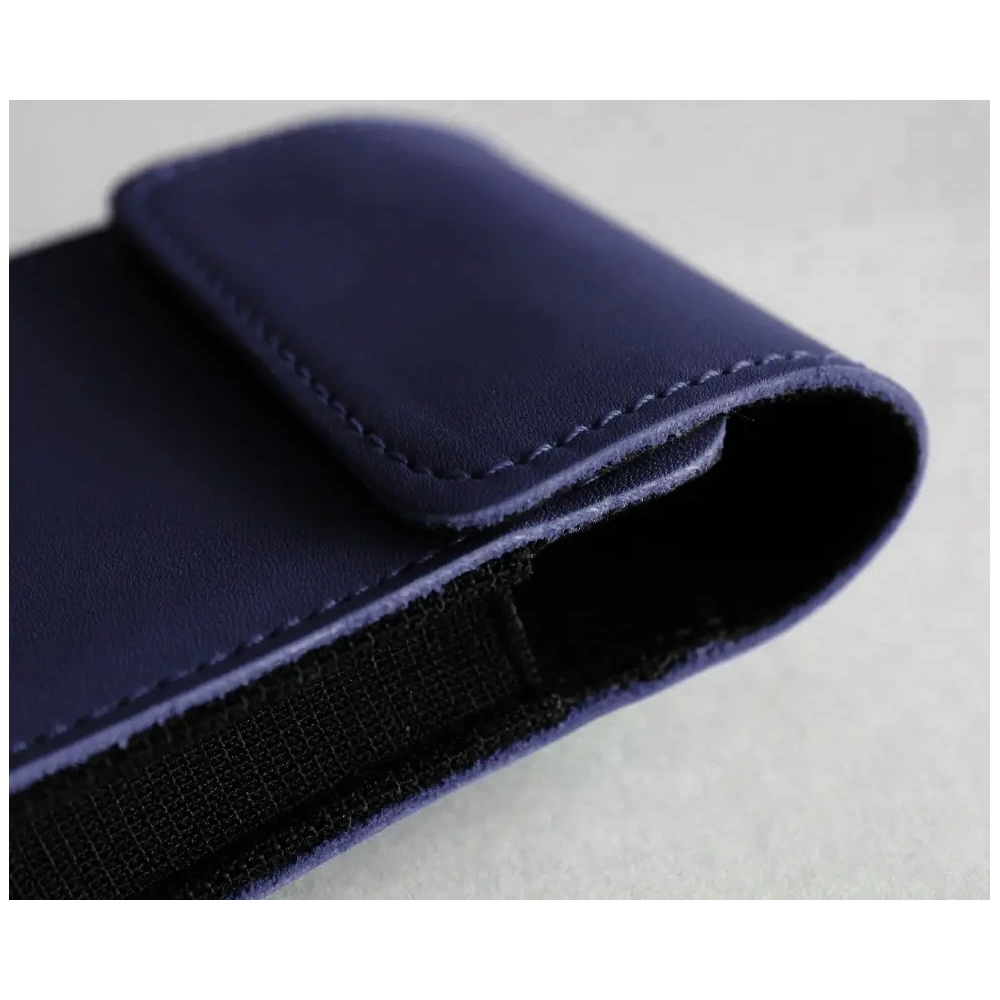 Skórzane etui na szyję / do paska / do szlufki LURESKO HECTOR FLIP M do modeli Flip (granatowy gładki granatowa nić)