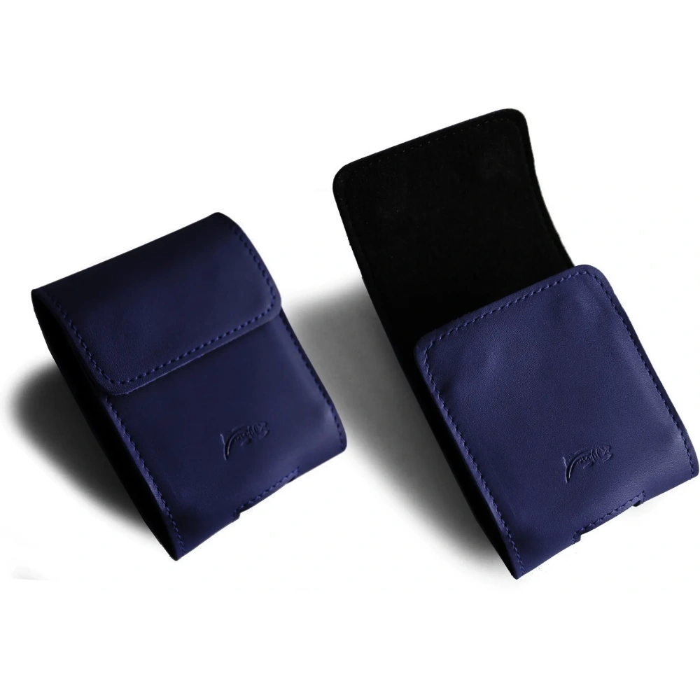 Skórzane etui na szyję / do paska / do szlufki LURESKO HECTOR FLIP M do modeli Flip (granatowy gładki granatowa nić)