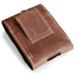 Buy LURESKO HECTOR FLIP M leather neck/pocket/belt loop case for Flip models (vintage brown with white thread) - LUR118 - {ean13} - Home Screen Store Europe