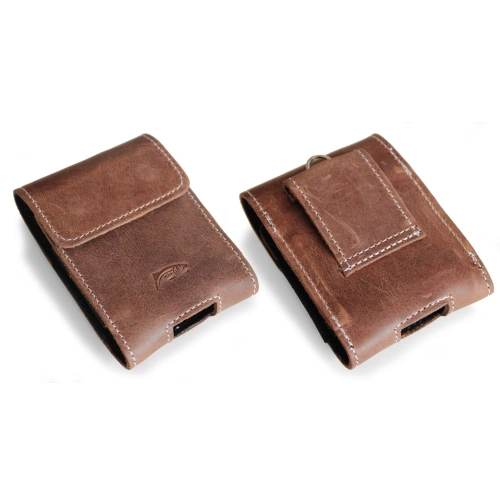 Buy LURESKO HECTOR FLIP M leather neck/pocket/belt loop case for Flip models (vintage brown with white thread) - LUR118 - {ean13} - Home Screen Store Europe