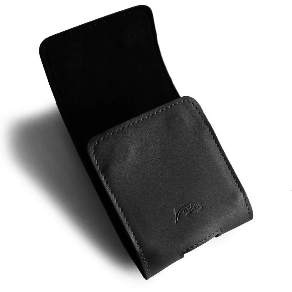 Skórzane etui na szyję / do paska / do szlufki LURESKO HECTOR FLIP M do modeli Flip (czarny gładki czarna nić)