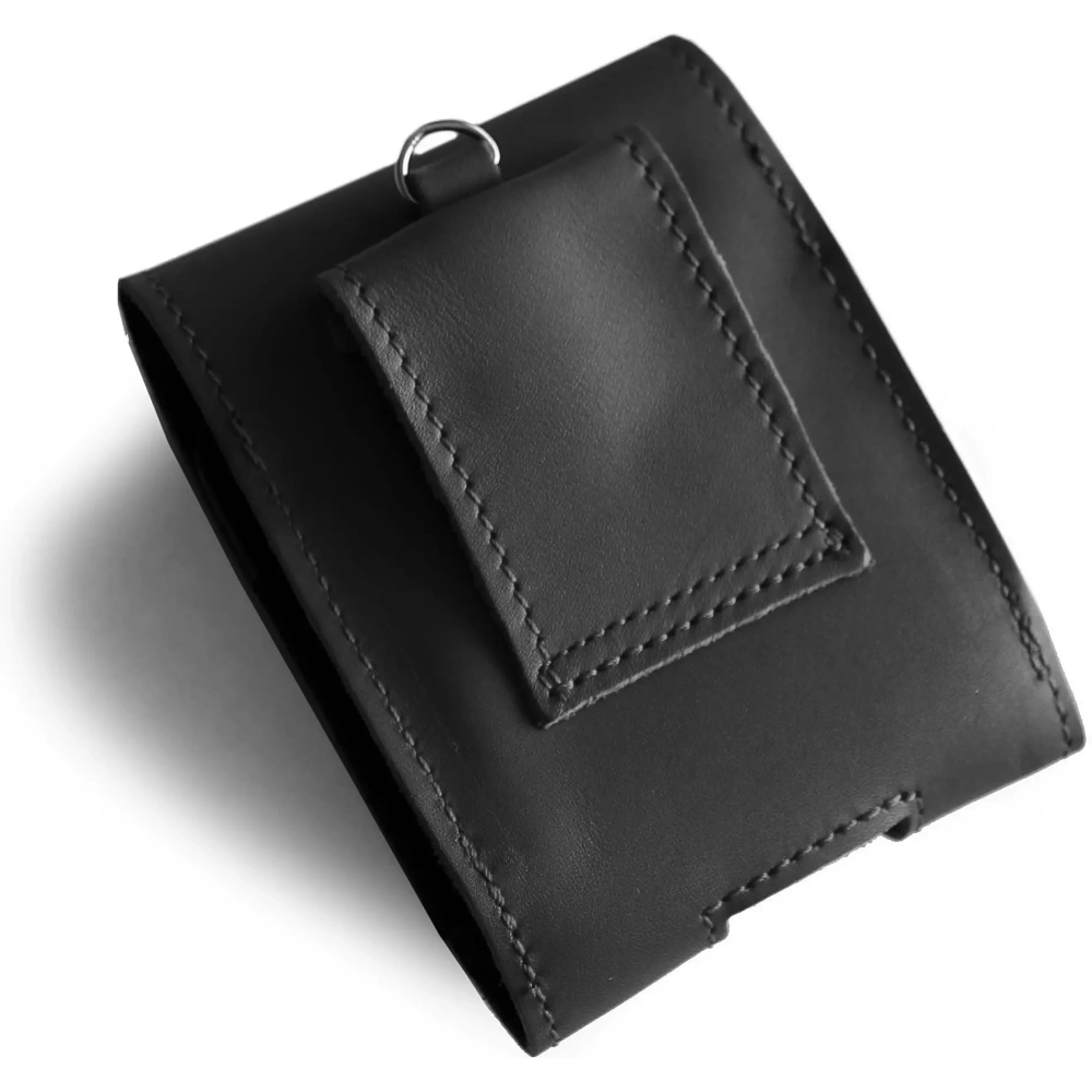 Skórzane etui na szyję / do paska / do szlufki LURESKO HECTOR FLIP M do modeli Flip (czarny gładki czarna nić)