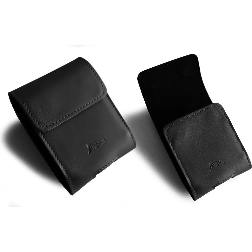 Skórzane etui na szyję / do paska / do szlufki LURESKO HECTOR FLIP M do modeli Flip (czarny gładki czarna nić)