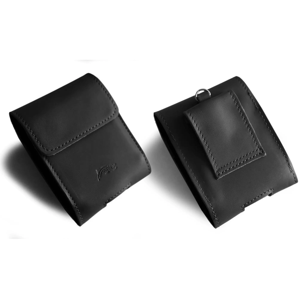 Skórzane etui na szyję / do paska / do szlufki LURESKO HECTOR FLIP M do modeli Flip (czarny gładki czarna nić)