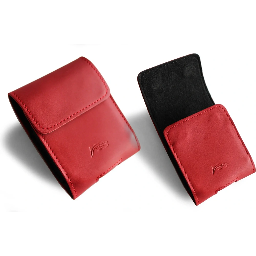 Skórzane etui na szyję / do paska / do szlufki LURESKO HECTOR FLIP M do modeli Flip (czerwony gładki czerwona nić)