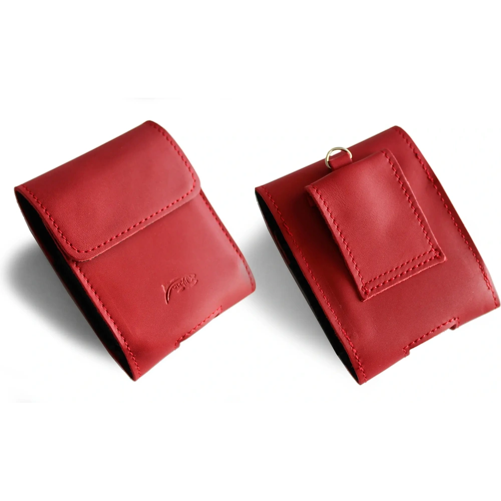 Skórzane etui na szyję / do paska / do szlufki LURESKO HECTOR FLIP M do modeli Flip (czerwony gładki czerwona nić)