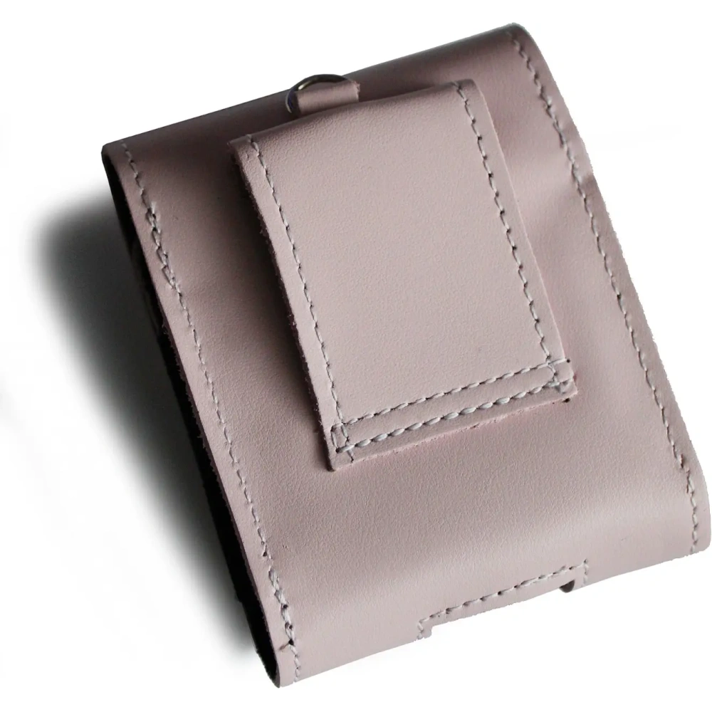 Skórzane etui na szyję / do paska / do szlufki LURESKO HECTOR FLIP M do modeli Flip (różowy gładki biała nić)