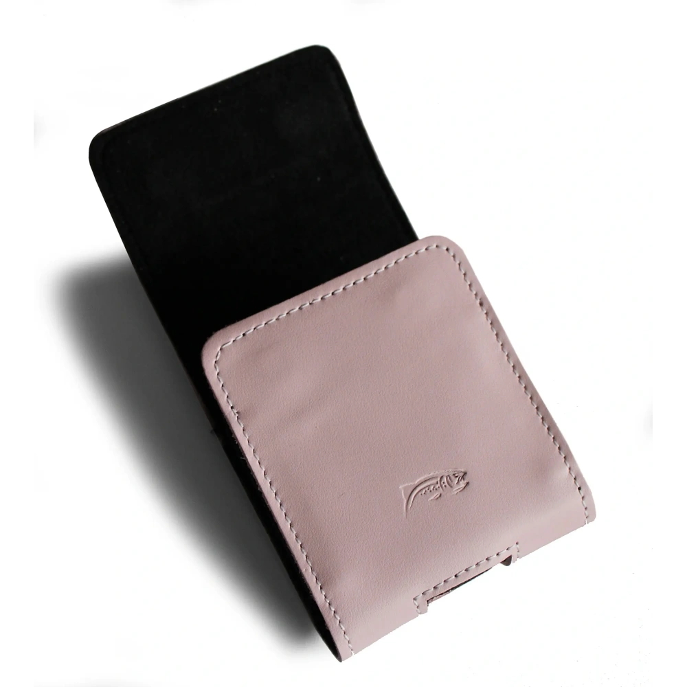 Skórzane etui na szyję / do paska / do szlufki LURESKO HECTOR FLIP M do modeli Flip (różowy gładki biała nić)