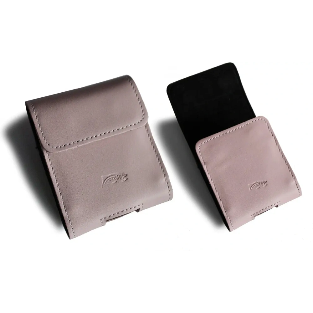 Skórzane etui na szyję / do paska / do szlufki LURESKO HECTOR FLIP M do modeli Flip (różowy gładki biała nić)