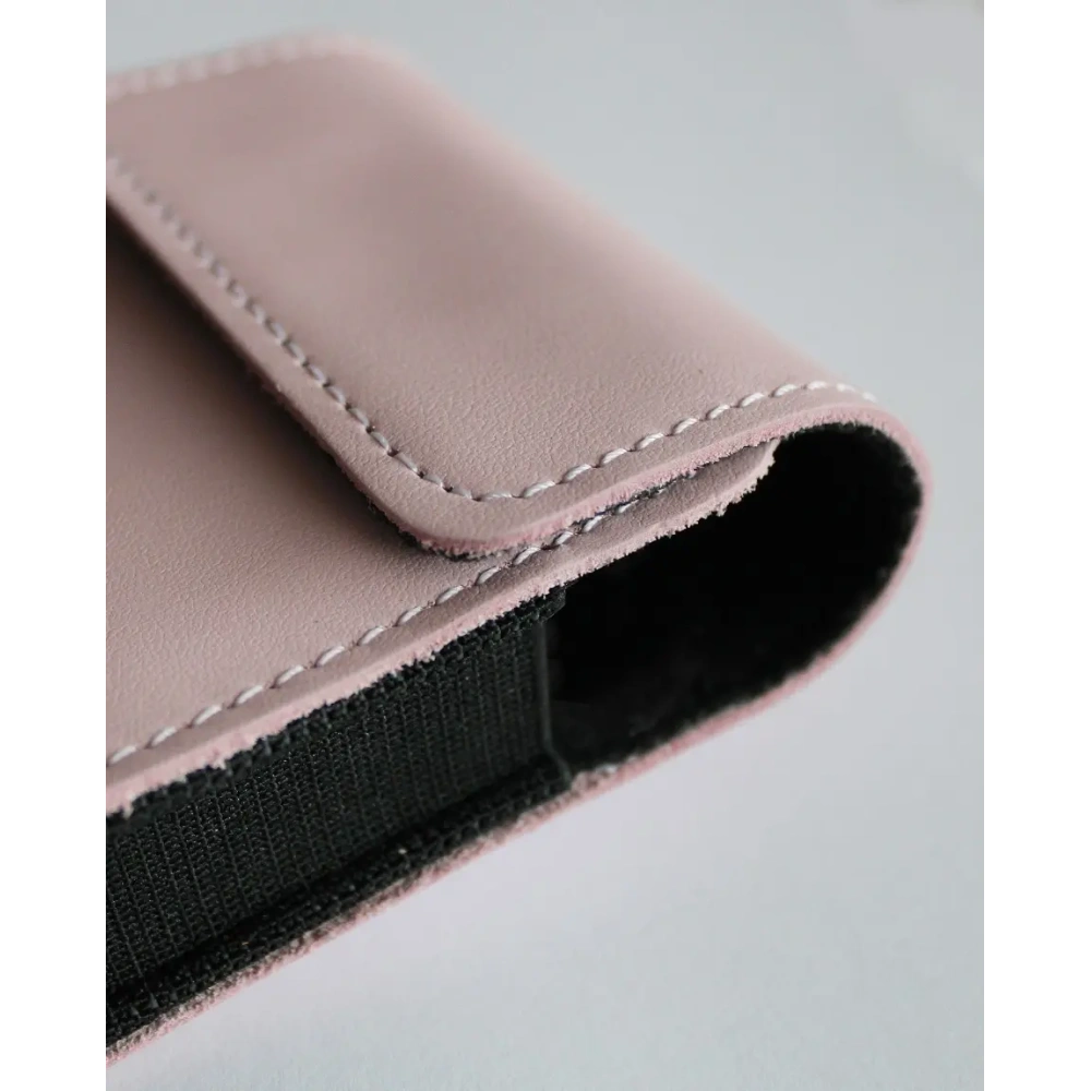 Skórzane etui na szyję / do paska / do szlufki LURESKO HECTOR FLIP M do modeli Flip (różowy gładki biała nić)