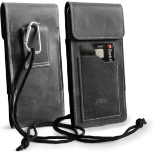 Buy LURESKO HECTOR XXL leather neck case / belt case / loop holster vertical 167x78x10mm (gray vintage white thread) - LUR122 - {ean13} - Home Screen Store Europe