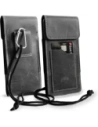 LURESKO HECTOR XXL leather neck case / belt case / loop holster vertical 167x78x10mm (gray vintage white thread)