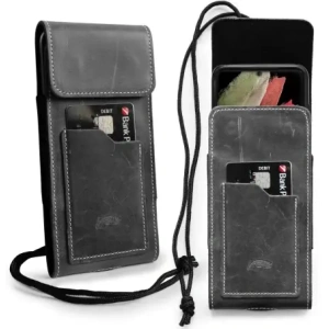 Buy LURESKO HECTOR XXL leather neck case / belt case / loop holster vertical 167x78x10mm (gray vintage white thread) - LUR122 - {ean13} - Home Screen Store Europe