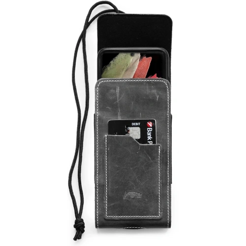 Buy LURESKO HECTOR XXL leather neck case / belt case / loop holster vertical 167x78x10mm (gray vintage white thread) - LUR122 - {ean13} - Home Screen Store Europe