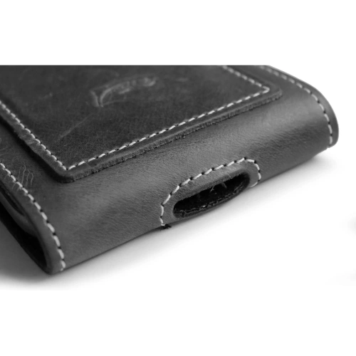 Buy LURESKO HECTOR XXL leather neck case / belt case / loop holster vertical 167x78x10mm (gray vintage white thread) - LUR122 - {ean13} - Home Screen Store Europe