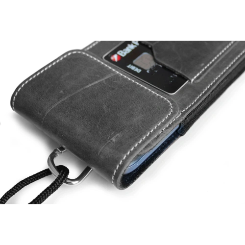 Buy LURESKO HECTOR XXL leather neck case / belt case / loop holster vertical 167x78x10mm (gray vintage white thread) - LUR122 - {ean13} - Home Screen Store Europe