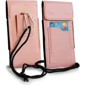 Buy LURESKO HECTOR XXL leather neck case / belt case / loop case vertical 167x78x10mm (smooth pink with white thread) - LUR123 - {ean13} - Home Screen Store Europe