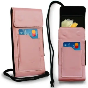 Buy LURESKO HECTOR XXL leather neck case / belt case / loop case vertical 167x78x10mm (smooth pink with white thread) - LUR123 - {ean13} - Home Screen Store Europe