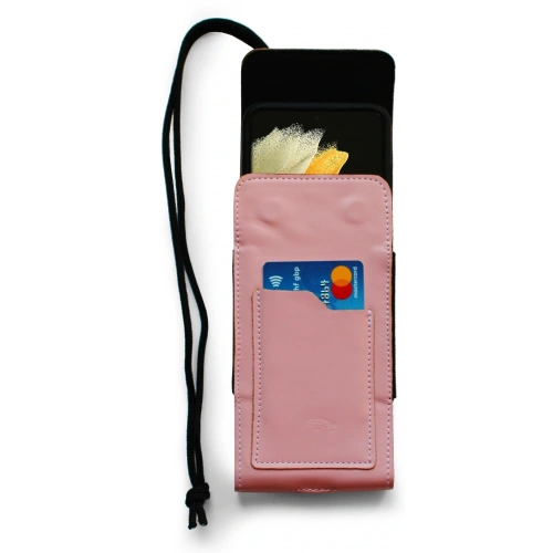 Buy LURESKO HECTOR XXL leather neck case / belt case / loop case vertical 167x78x10mm (smooth pink with white thread) - LUR123 - {ean13} - Home Screen Store Europe