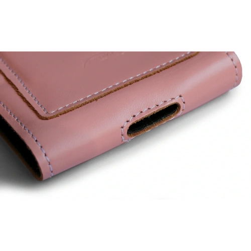Buy LURESKO HECTOR XXL leather neck case / belt case / loop case vertical 167x78x10mm (smooth pink with white thread) - LUR123 - {ean13} - Home Screen Store Europe