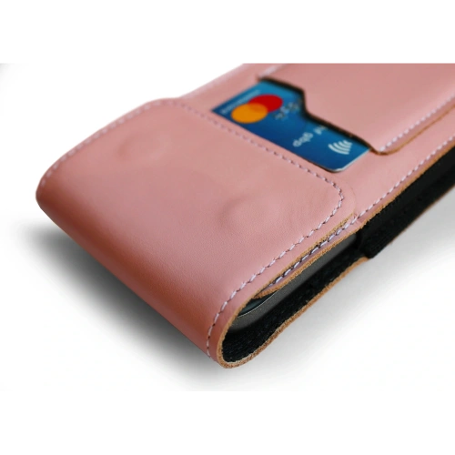 Buy LURESKO HECTOR XXL leather neck case / belt case / loop case vertical 167x78x10mm (smooth pink with white thread) - LUR123 - {ean13} - Home Screen Store Europe