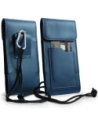LURESKO HECTOR XXL leather neck case / belt case / loop holster vertical 167x78x10mm (smooth blue with blue thread)
