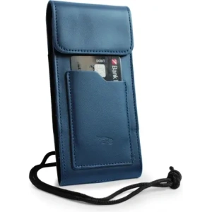 Buy LURESKO HECTOR XXL leather neck case / belt case / loop holster vertical 167x78x10mm (smooth blue with blue thread) - LUR124 - {ean13} - Home Screen Store Europe