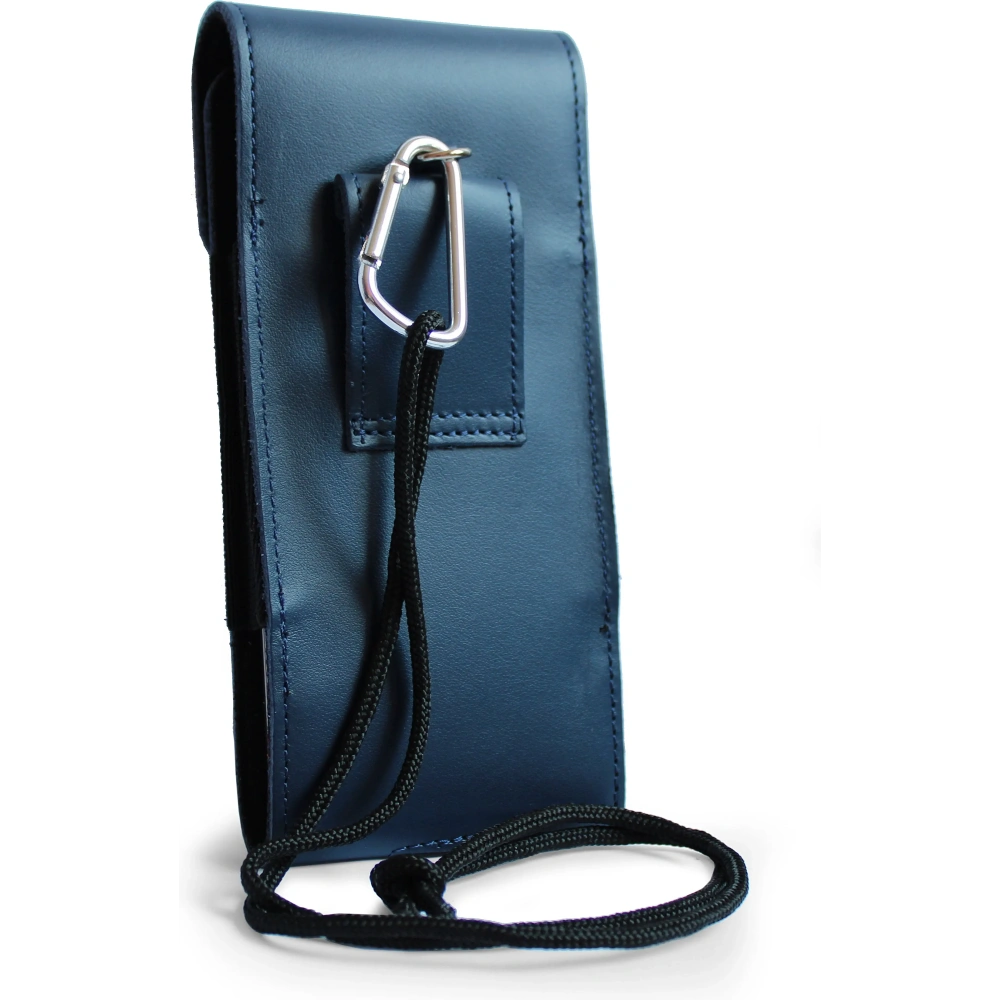 Skórzane etui na szyję / do paska / do szlufki kabura pionowa LURESKO HECTOR XXL 167x78x10mm (niebieski gładki niebieska nić)